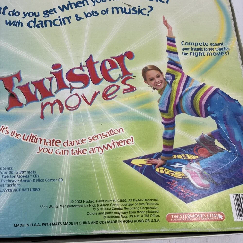 Twister Moves Dance Game 2003 Hasbro Complete Board Game Music CDs Party Fun